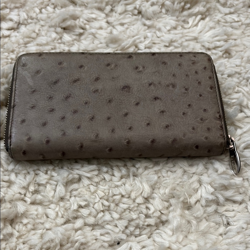 Furla Taupe Ostrich-Embossed Wallet